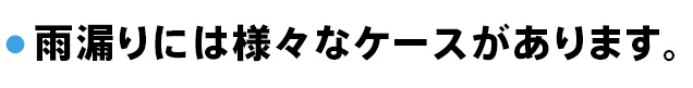 雨漏りには様々なケースがあります。